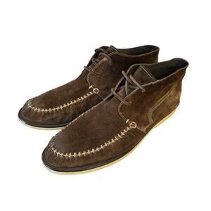 John Varvatos Dark Brown Suede Moccasins Shoes Bohemian Hippie Festival 10.5
